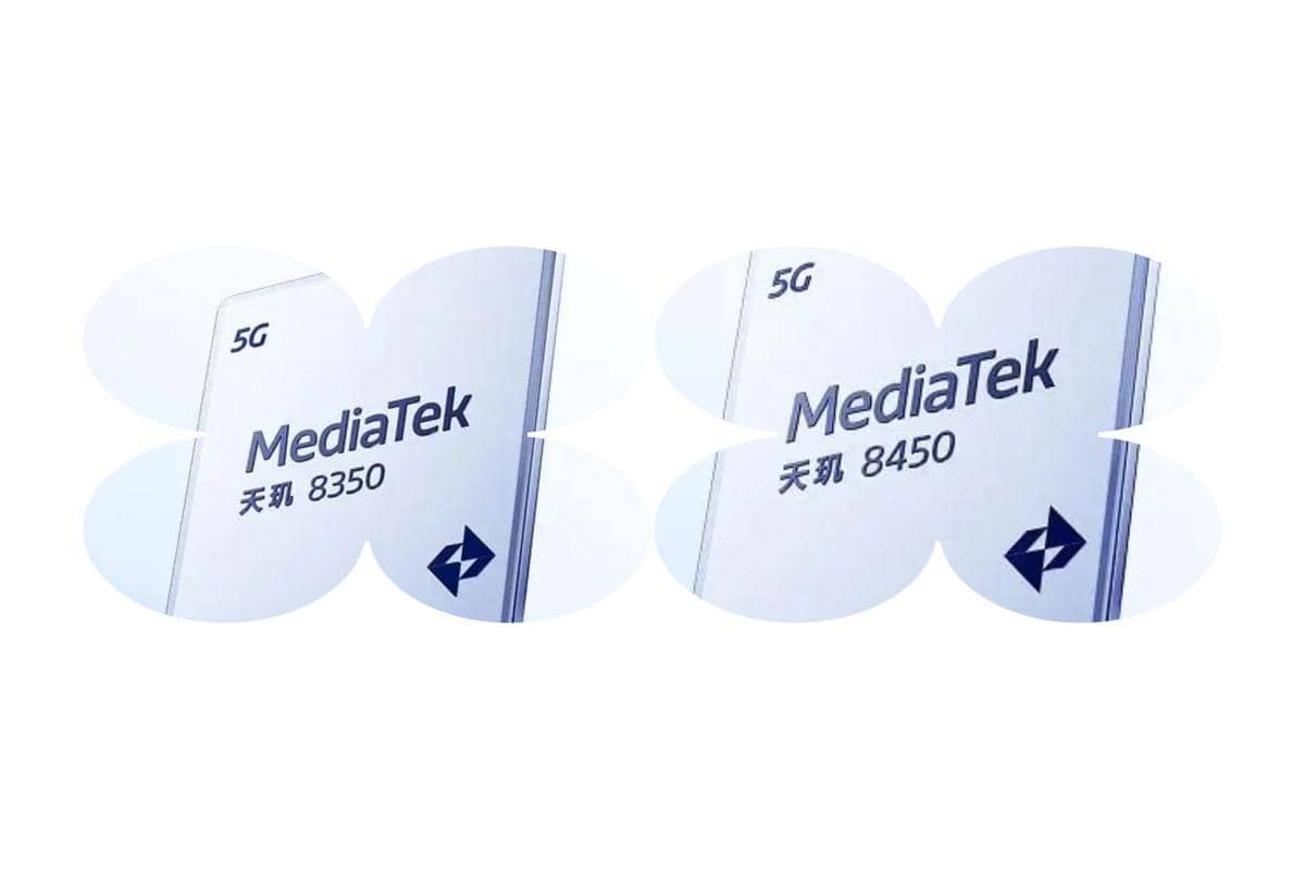 ilustrasi prosesor MediaTek Dimensity 8350 (kiri) dan MediaTek Dimensity 8450 (kanan) 