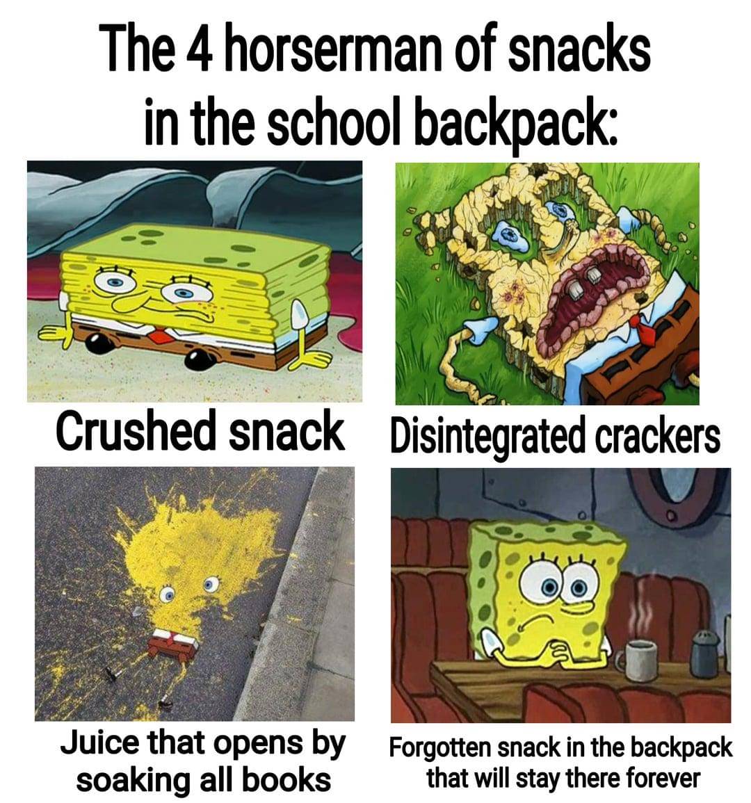 meme SpongeBob tentang ransel