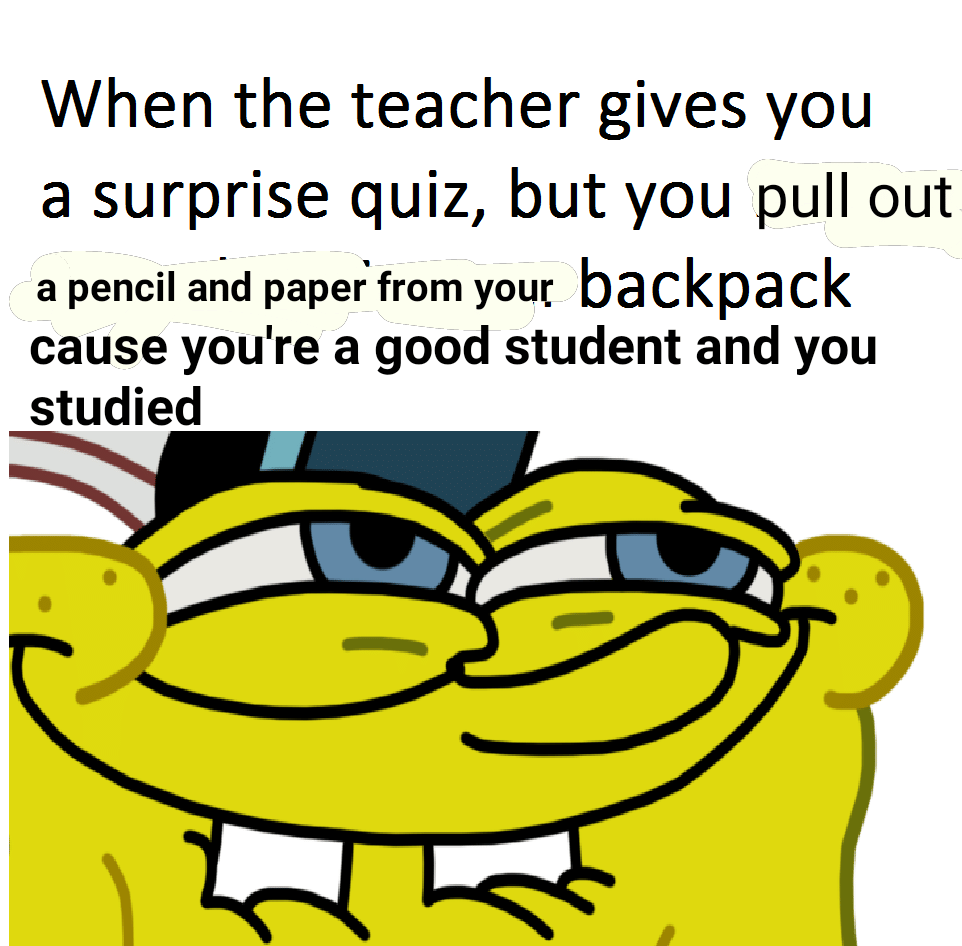 meme SpongeBob tentang ransel