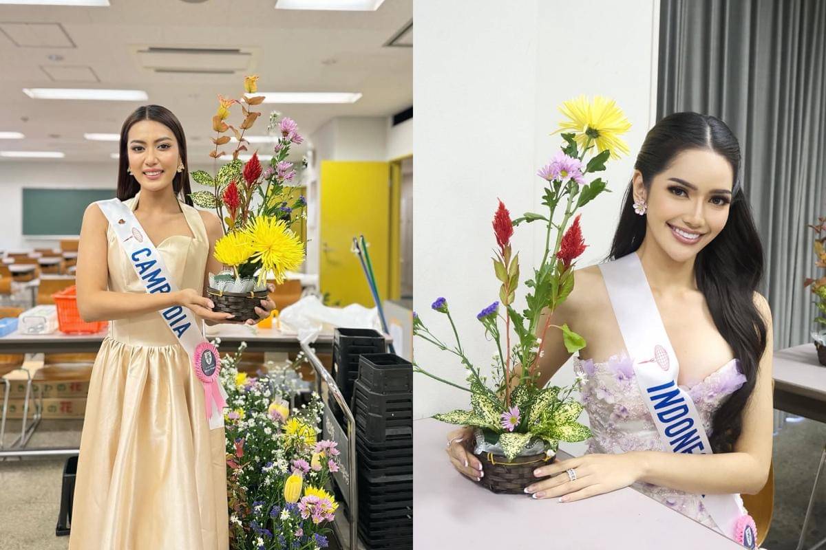 potret finalis Miss International 2025 lakukan Ikebana