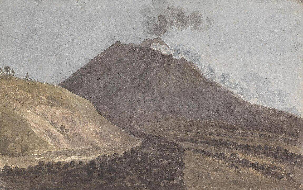 ilustrasi lukisan Vesuvius yang masih berasap