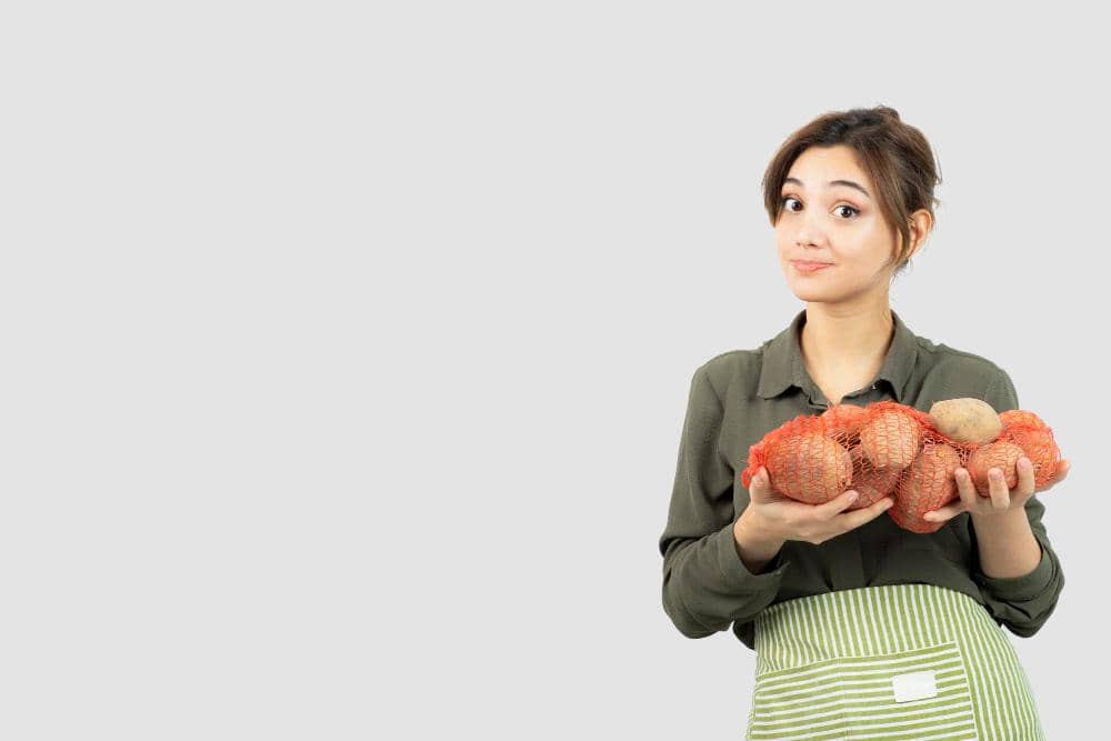 ilustrasi orang diet dan ubi