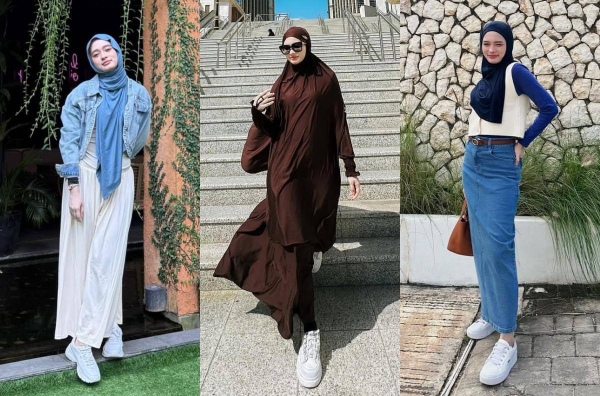 Ide OOTD dengan sneakers putih ala Inara Rusli