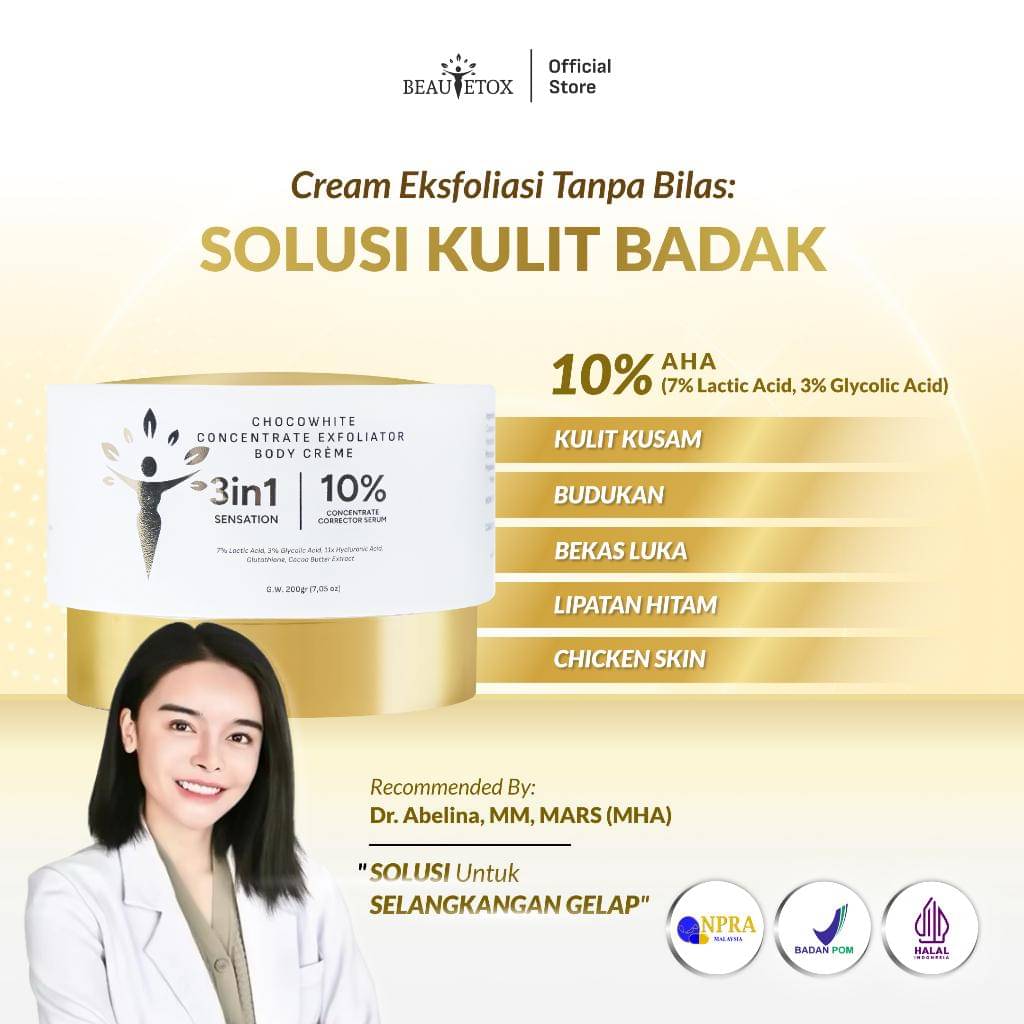 Beautetox 10% AHA Chocowhite Concentrate Exfoliator Body Creme