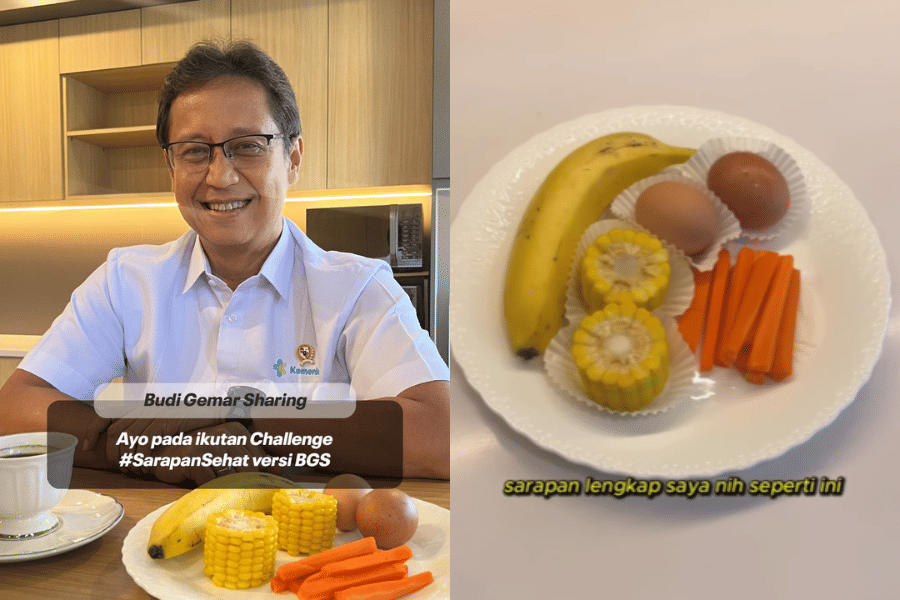 Tangkapan layar menu makanan sehat ala Menkes Budi