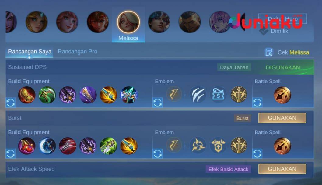 Build Melissa(Dok. Moonton/Mobile Legends)