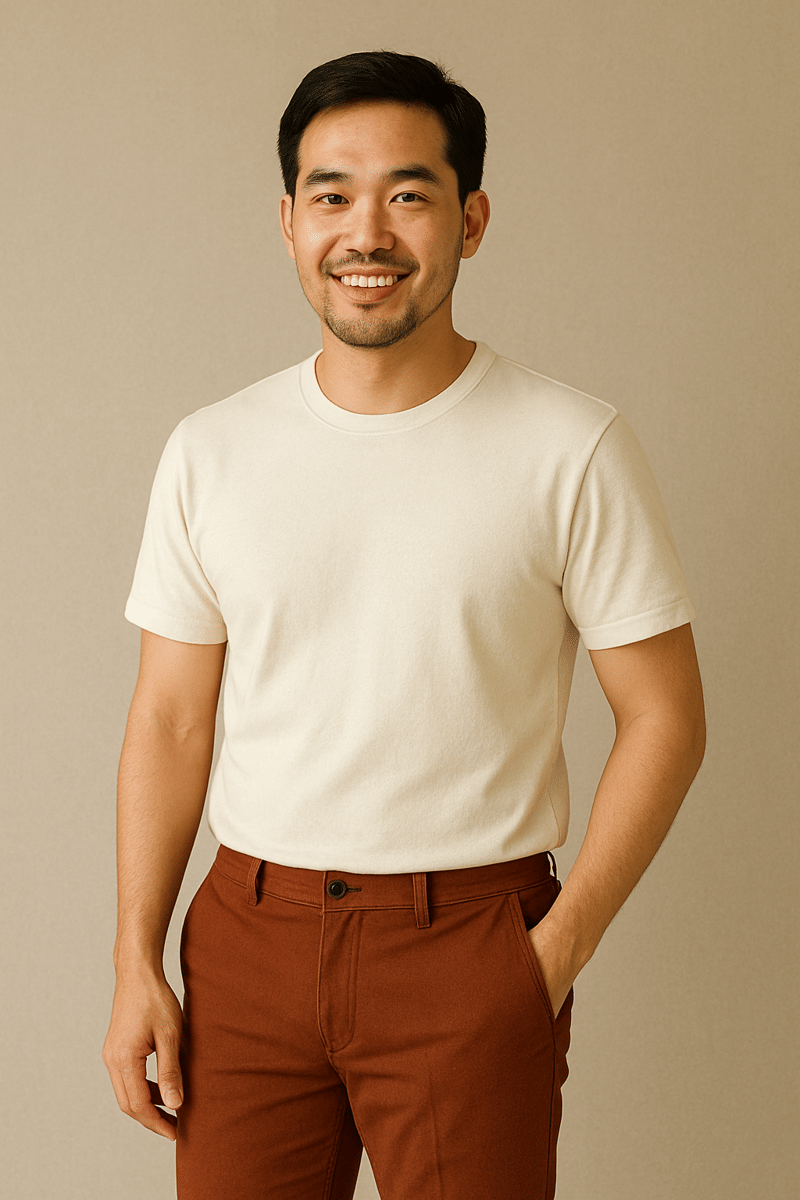 OOTD warna cokelat mahogany untuk pria