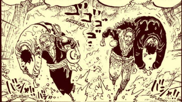 Rayleigh dan Gaban menolong Roger dan Garp. (Dok. Shueisha, Eiichiro Oda/One Piece)