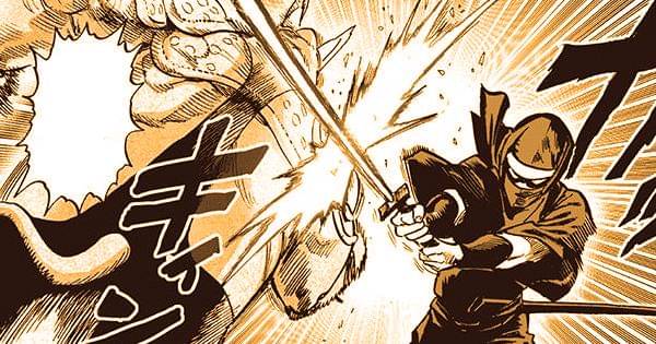 Shadow Ring menahan tubrukan Rhino Wrestler - One Punch Man