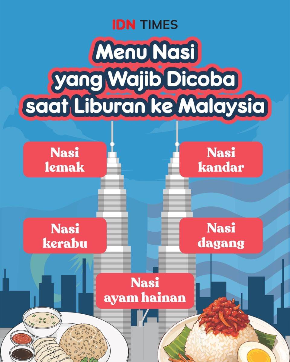 Infografik menu nasi khas Malaysia 