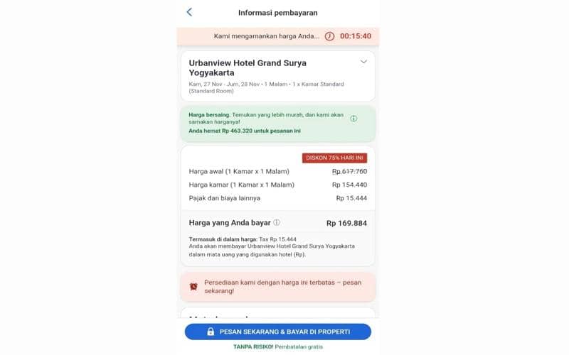 cara booking hotel di Agoda dengan fitur bayar di tempat