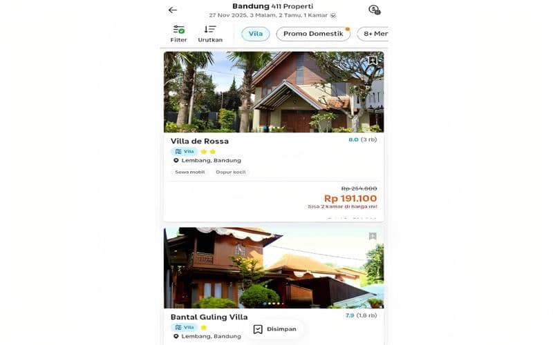 cara sewa villa murah di Traveloka