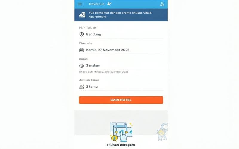 cara sewa villa murah di Traveloka