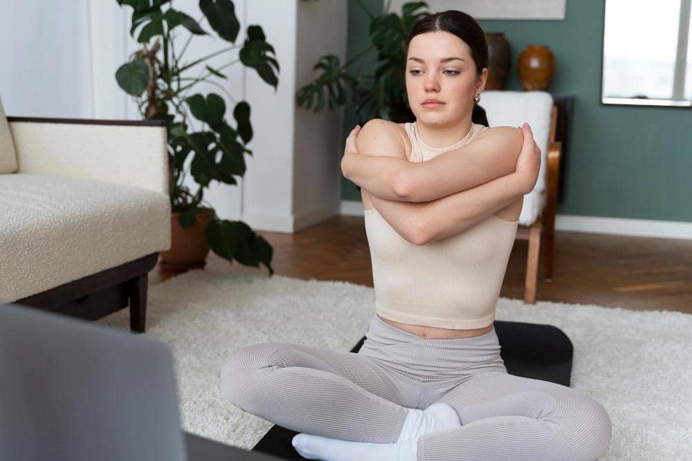 ilustrasi perempuan melakukan peregangan