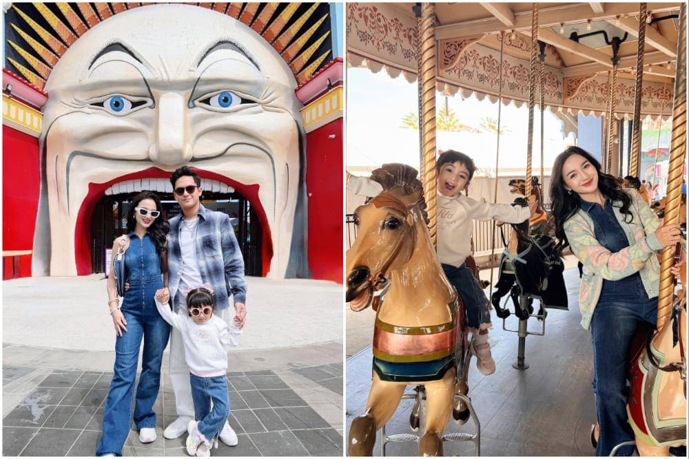 Keluarga Nanda Arsyinta liburan di Luna Park Melbourne.