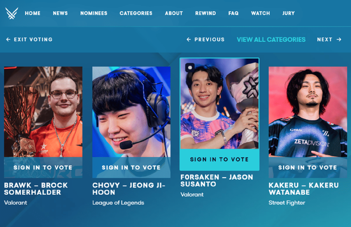 f0rsakeN menjadi nomine Best Esports Athlete di The Game Awards 2025