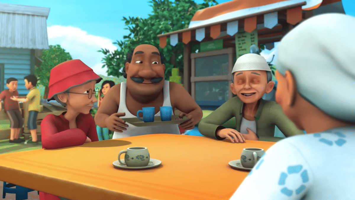 Potret Ah Tong, Tok Dalang, Uncle Muthu, dan Opah dalam serial animasi anak Upin dan Ipin