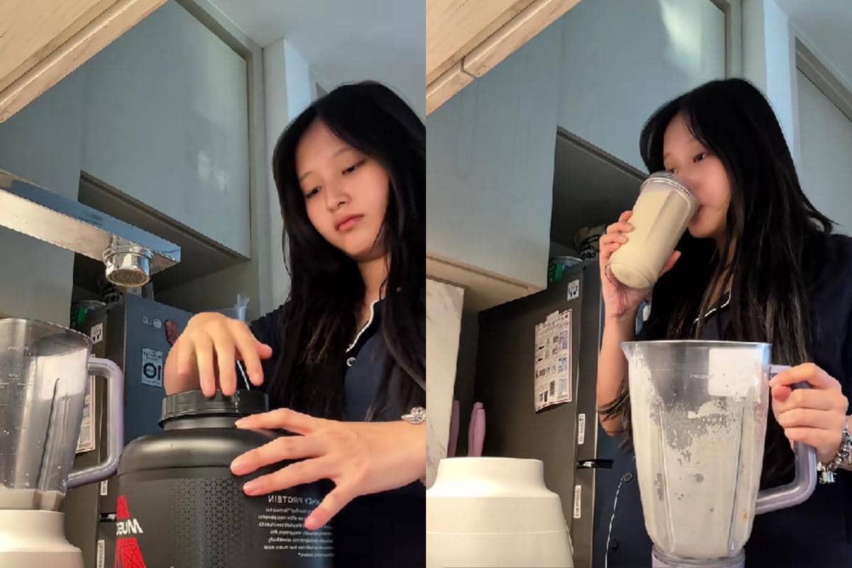 Potret tangkapan layar Nita Vior membuat protein shake