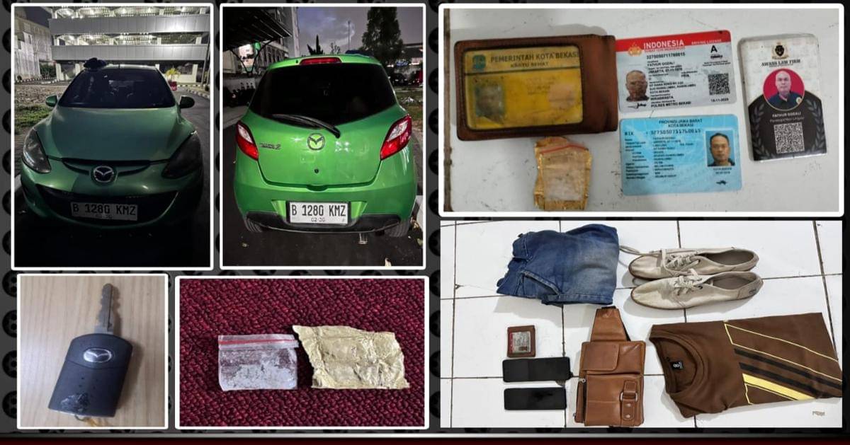 Barang bukti yang disita dari pelaku pemerkosaan di Tol Kunciran-Serpong