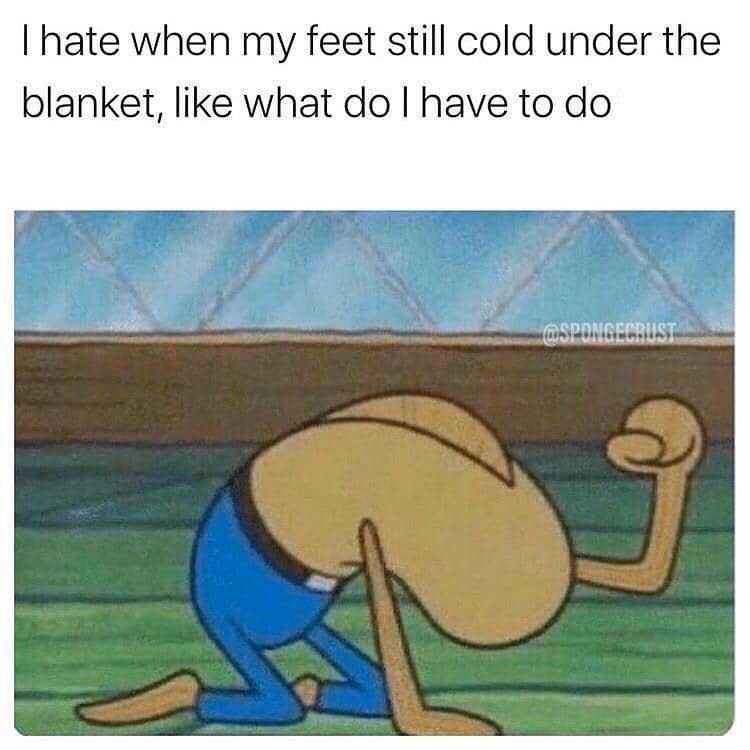 meme SpongeBob tentang selimut