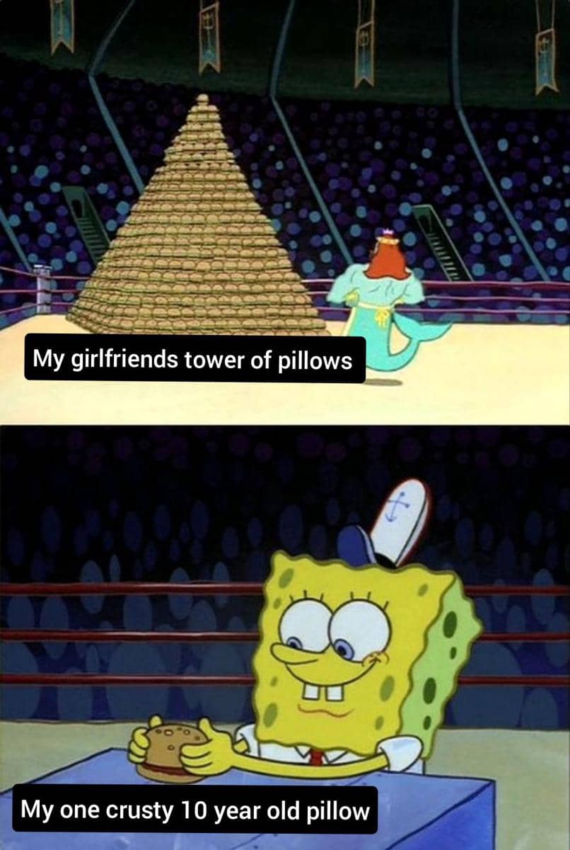 meme SpongeBob tentang bantal