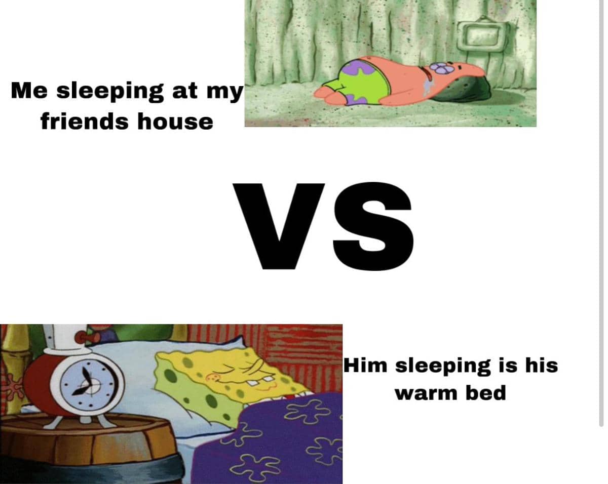 meme SpongeBob tentang bantal