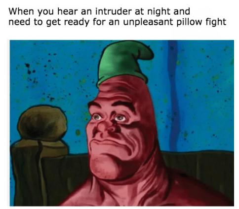 meme SpongeBob tentang bantal