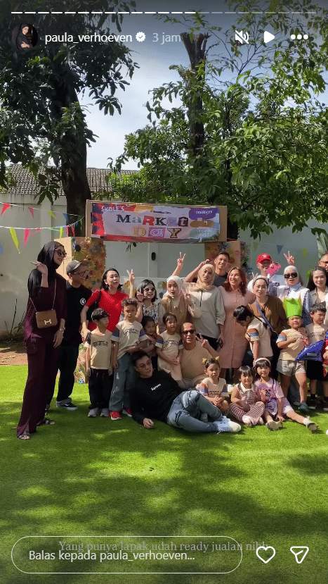 Potret Baim Wong dan Paula Verhoeven temani Kiano di Market Day sekolah