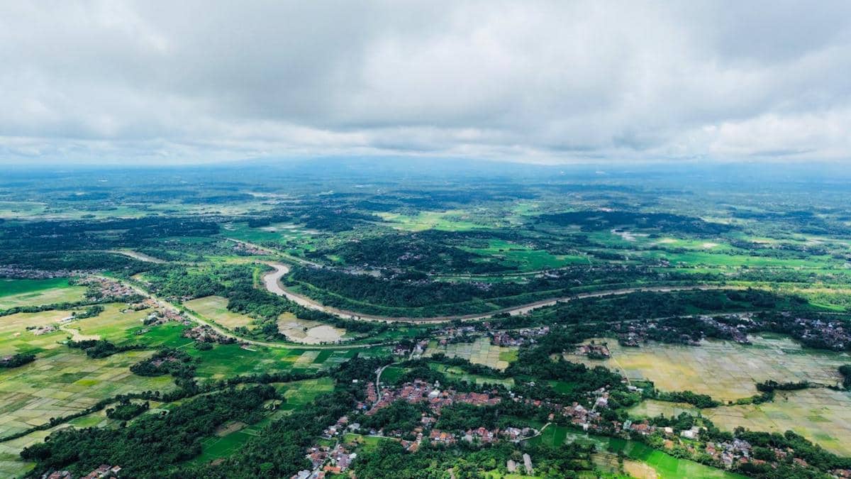 Pemandangan udara kehidupan di bumi 
