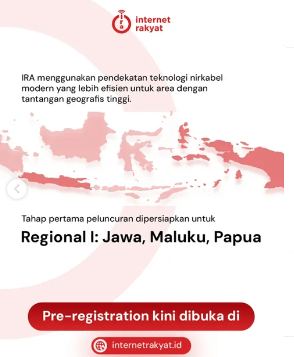 Internet Rakyat baru tersedia di tiga wilayah yakni wilayah Jawa, Maluku, dan Papua