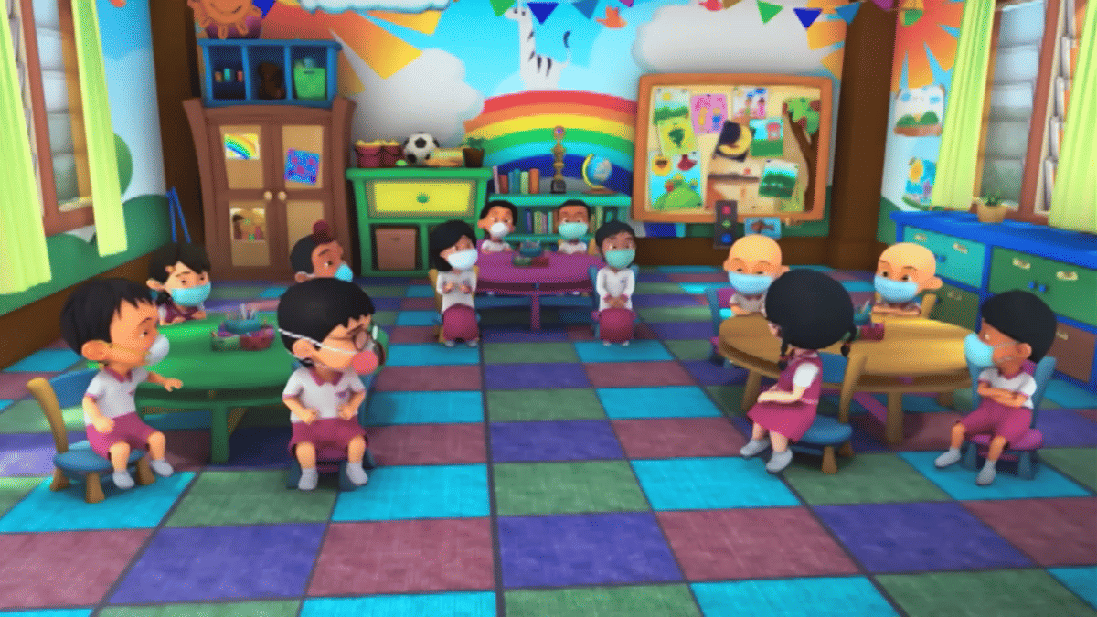 Cuplikan episode "Bahaya Jerebu" dalam serial Upin dan Ipin