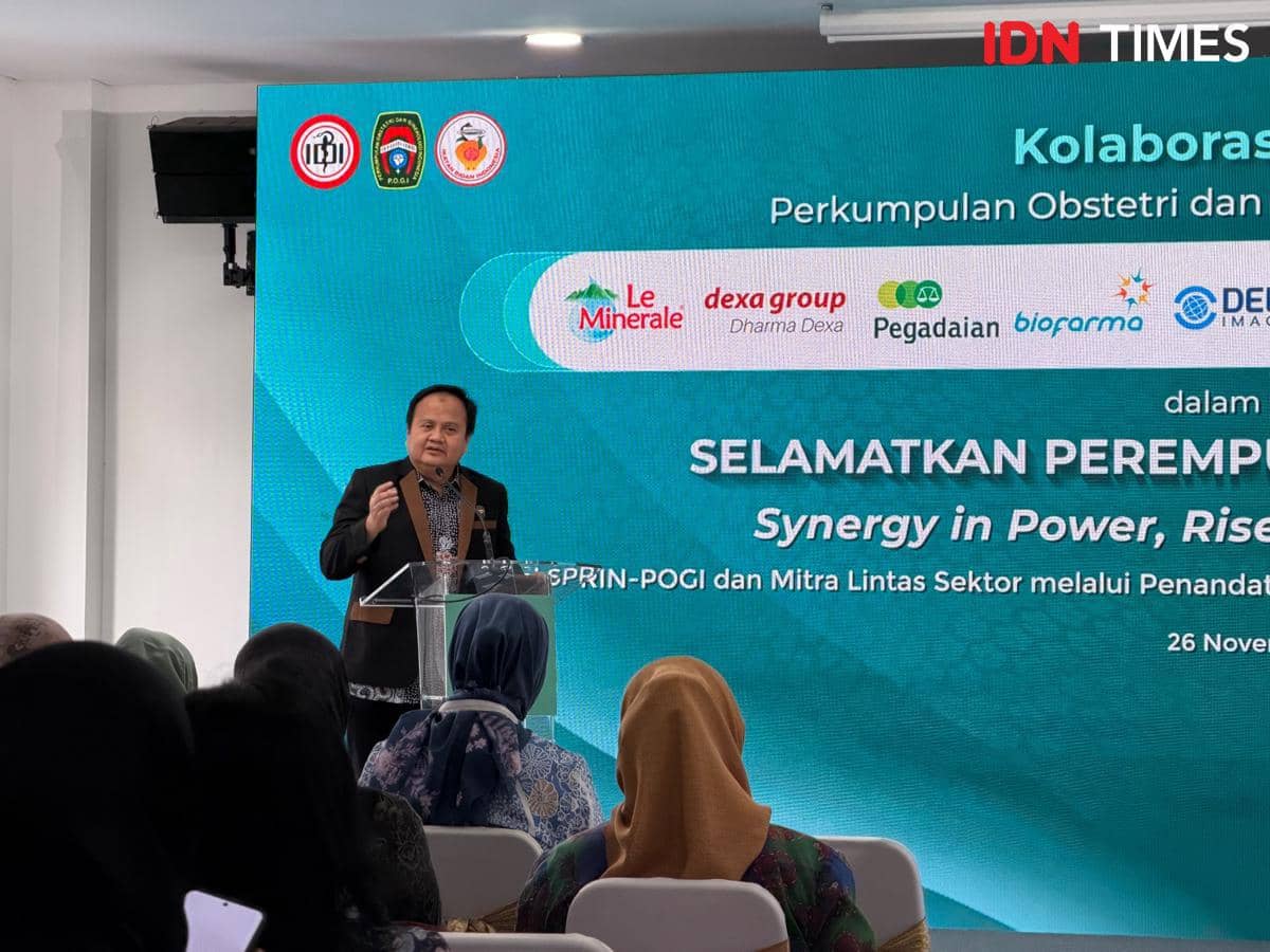 Prof. Dr. dr. Budi Wiweko, Sp.OG(K), MPH, FRANZCOG (Hons), Ketua Umum POGI dalam press conference Synergy in Power, Rise of Indonesian Women di Jakarta, pada Rabu (26/11/2025).