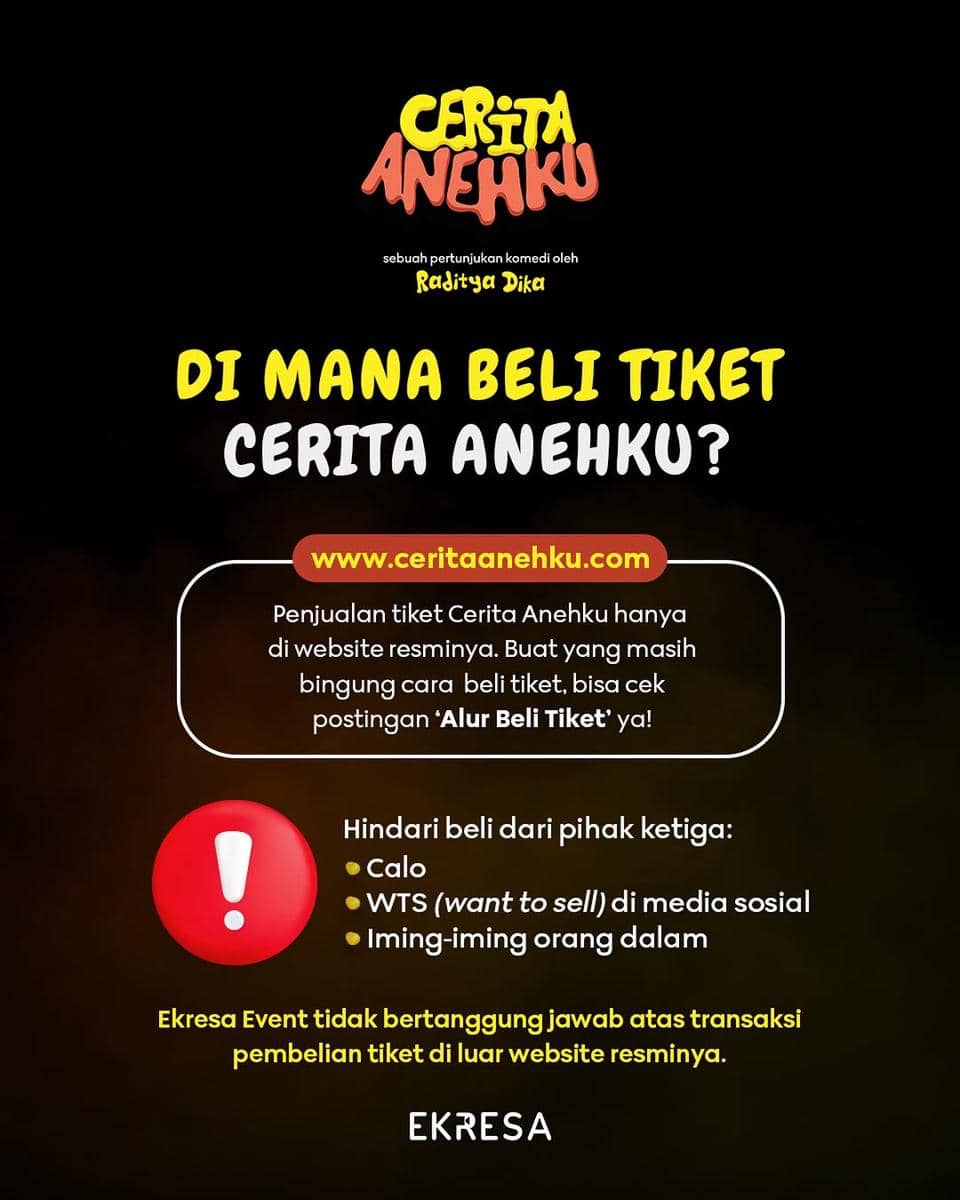 Cara beli tiket show stand up comedy Raditya Dika Cerita Anehku 2026
