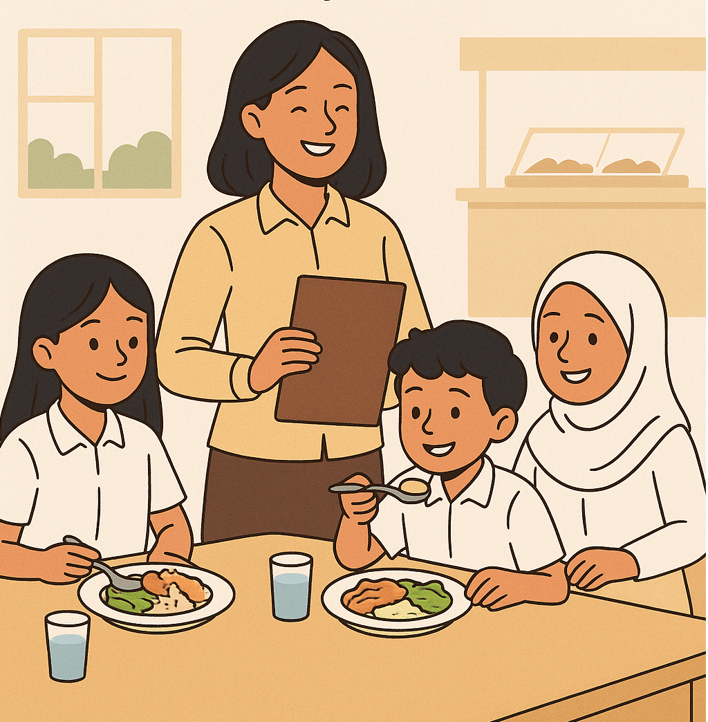 Pelaksanaan MBG di sekolah.