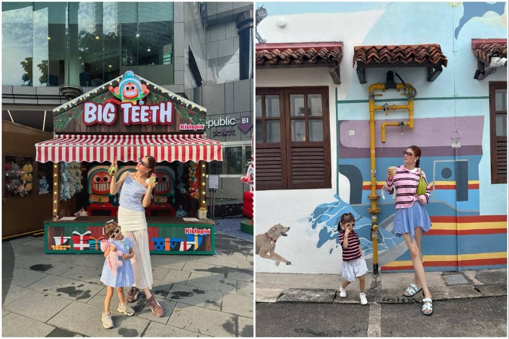 Mikaila Patritz dan sang putri liburan ke Singapura.