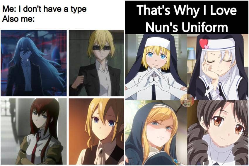 kolase meme seragam dalam anime