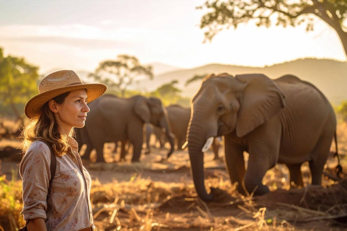 ilustrasi wisatawan di suaka gajah