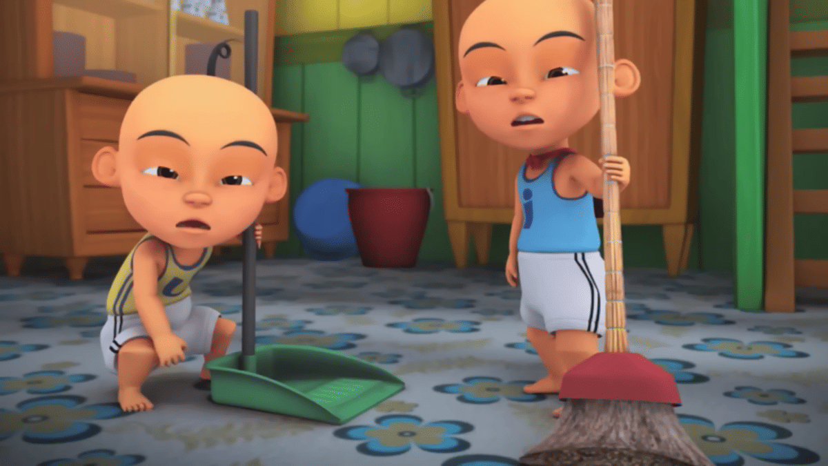Potret Upin dan Ipin dalam episode "Bahaya Jerebu" di serial Upin & Ipin
