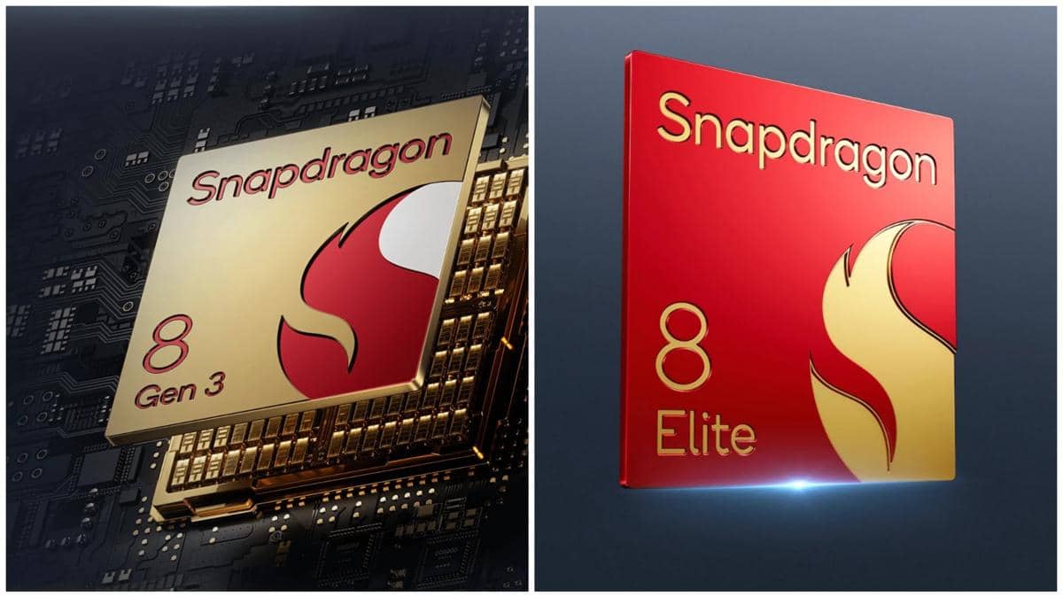 ilustrasi prosesor Qualcomm Snapdragon 8 Gen 3 (kiri) dan Qualcomm Snapdragon 8 Elite (kanan) 