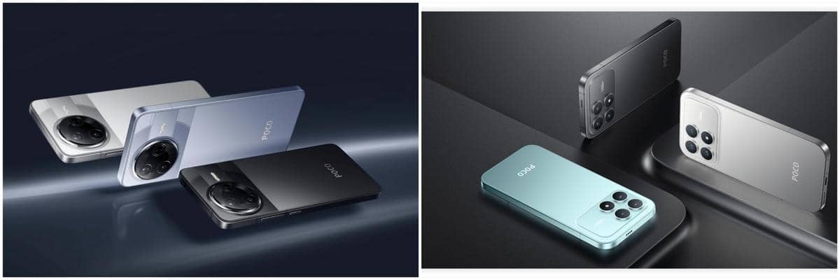 POCO F7 Pro (kiri) dan POCO F8 Pro (kanan) 