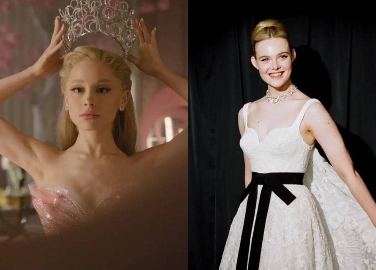 Ariana Grande sebagai Glinda dalam Wicked: For Good dan Elle Fanning