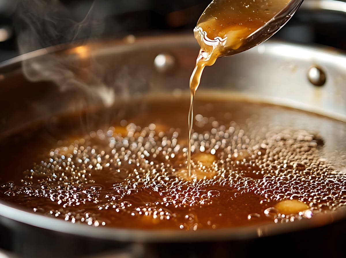 ilustrasi membuat saus karamel