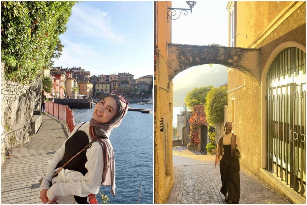 Xaviera Putri berkeliling di sekitar Danau Como, Italia.