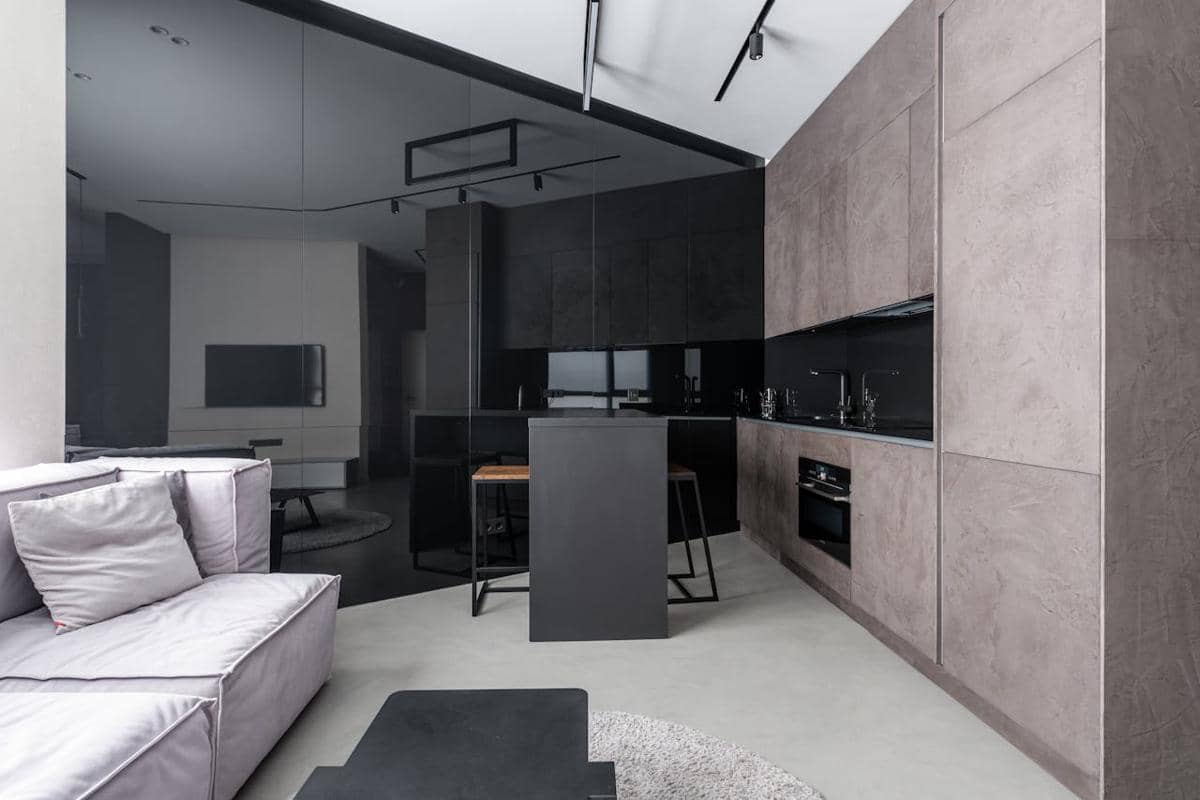 ilustrasi interior rumah warna monokrom