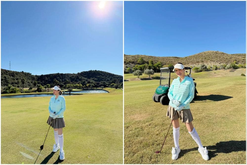 Shandy Aulia main golf di Kota Cádiz, Spanyol