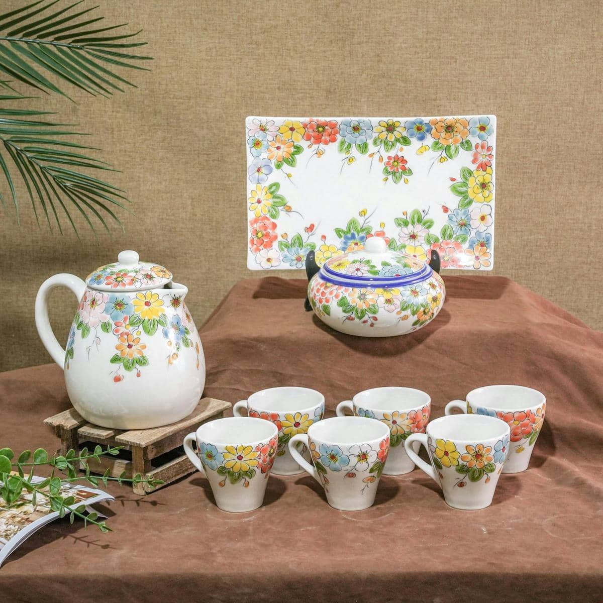 set teko motif bunga 