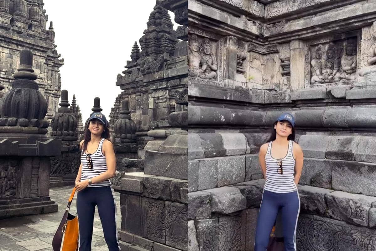 potret Acha Septriasa di Candi Prambanan, Yogyakarta