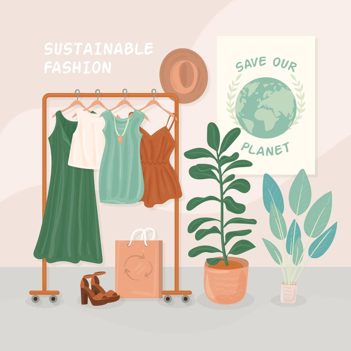 ilustrasi pakaian ramah lingkungan