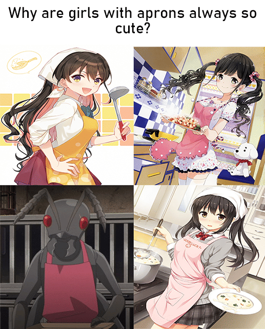 meme anime tentang celemek