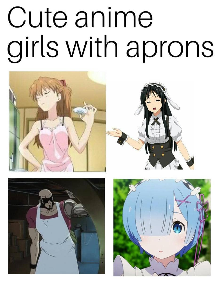 meme anime tentang celemek